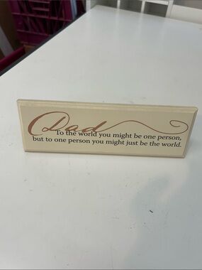 Inspirational 'Dad' Wood Block Sign in Cream